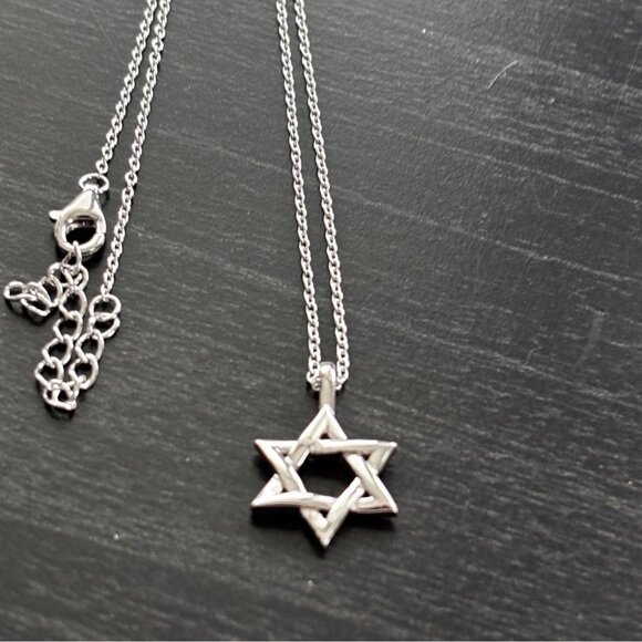 Star Of David Pendant Necklace W/ Adjustable Chain Silver-Tone Jewelry Unisex De - Picture 3 of 5